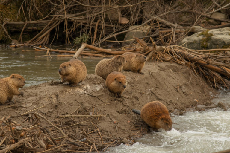 Castores constroem barragens